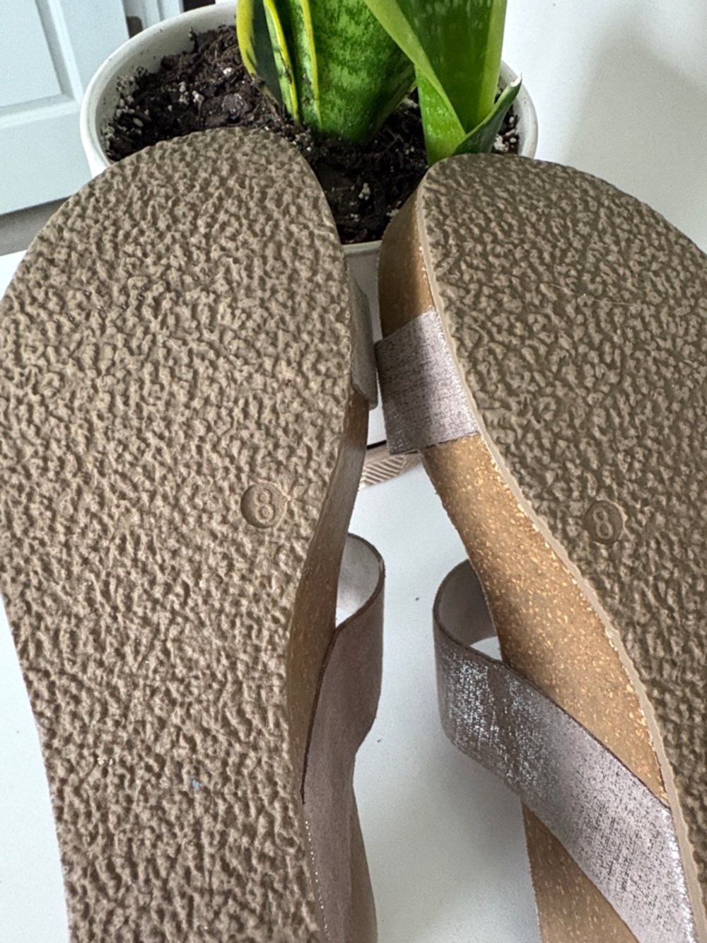Women's Bjorndal Shimmery Taupe Wedge Slide Sandals with Buckle - Picture 11 of 12